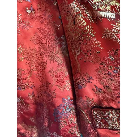 Peony Brand Retro Vintage Green red reversible 70’s 80’s. silk jacket Size 38 - Picture 4 of 14